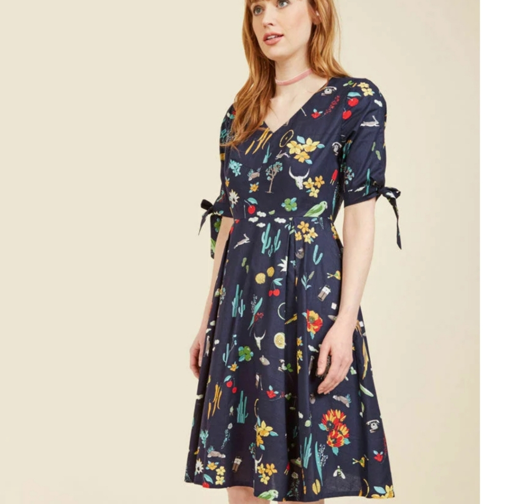 S Rare Modcloth "Marvelous Miscellany‎ A-Line Dress" by Frock Shop